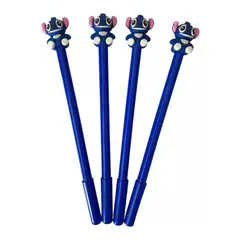 GENERICO - Pack De 4 Lápices Stich Tinta Azul Kawaii