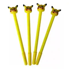 GENERICO - Pack De 4 Lápices Pikachu, Tinta Azul Kawaii