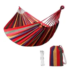 GENERICO - Hamaca Colgante Camping 75x195 Cm 100 Algodón Rojo