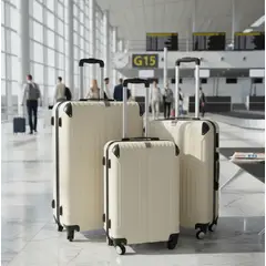 GENERICO - Set 3 Maletas Rigidas Ruedas 360 Beige 28