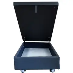 BLOCCARE - Base de Cama Baúl 1 plaza - Con Ruedas Logo 190 cm (Frontal)