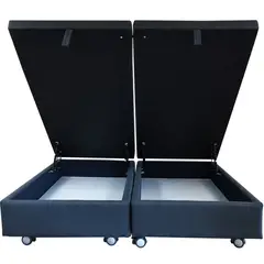 BLOCCARE - Base De Cama Baul Queen dividida con rueda Logo - Largo 200 cm