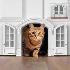 EVERSO - Puerta Para Perro Gato Cerradura Para Mascotas Francesa