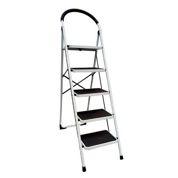 Escalera Acero Tubular 5 Peldaños Heavy Duty 150 KG – Blanca – JZ902-5B