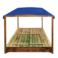 ARTE CHICO - Arenero de Madera para Niños con Techo 120x120x20 cm