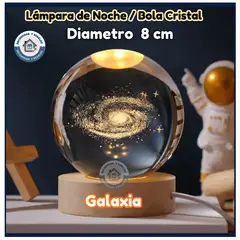 GENERICO - Lámpara de Noche Led / Bola Cristal 3D Galaxia 8cm