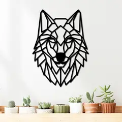 ELAB PROPIA - Cuadro Decorativo Lobo Geometrico 50x36cm - Madera Fun Republic