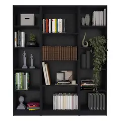FMFURNITURE - Set 2 Estantes 45Cm + Estante 4 Repisas Fm-019N Negro
