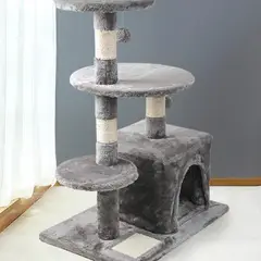DETODOYMAS - Rascador de Gatos 3 niveles + Casita MA03