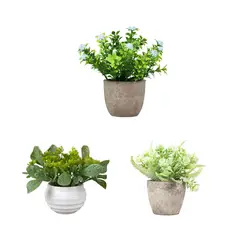 EDWINAYY - Planta Artificial Con Macetero Para Hogar Decorar 3pk