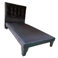 GENERICO - Base Europea 1.5 Plazas + Respaldo 1.5 Plazas Valencia Felpa Negro