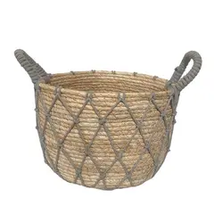 OEM - Macetero Cesto Canasto Organizador Tejido Mimbre Malla Pequeño