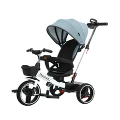 MON PETIT - Triciclo 4 en 1 Plegable Reclinable 360° Azul petróleo