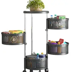 MP - Carrito Organizador Multiuso Verdulero Frutero Giratorio 4 Niveles