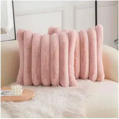 GENERICO - Pack funda de cojin piel de oveja sintetica 4545cm - Rosado