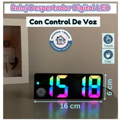 GENERICO - Reloj Despertador Digital LED Escritorio RGB/Multicolor Control Voz