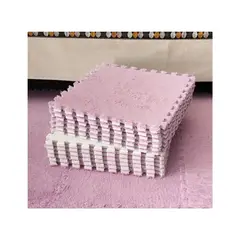 GENERICO - Set 10 Alfombras Goma Eva Peluda Niños Piso Felpa 30x30cm rosa