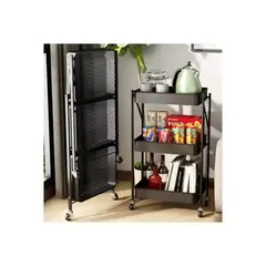 GENERICO - Organizador Carro Plegable Multiuso De 3 Niveles - Negro
