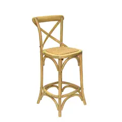 MEYA MUEBLES - Taburete Crossback madera y ratán color café