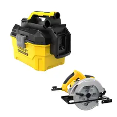 STANLEY - Aspiradora Inalámbrica 20V + Sierra Circular 1600W