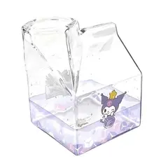 SANRIO - Taza de vidrio en forma de cartón de leche Kawaii Kuromi