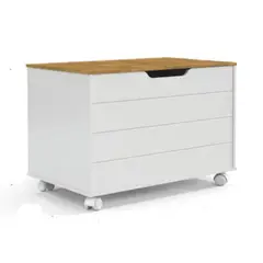 KIDSCOOL - Baul Blanco Con Tapa Color Madera