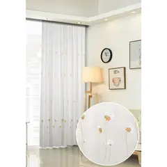 GENERICO - VISILLOS BORDADOS CON ARGOLLAS 2 PAÑOS 140X230CM C/U