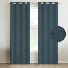 CASATUA - Cortina Blackout 100% 2 Paños Textura Lino - Azul marino