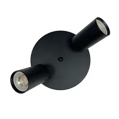 HB LEDS - Foco Sobrepuesto Base Redonda 2xGU-10 Altair II Negro Ampolleta Cálida