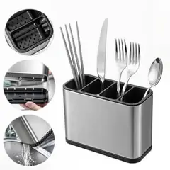 GENERICO - Porta cubiertos porta servicios escurridor cubiertos acero inox