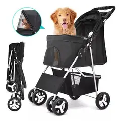 GENERICO - COCHE PARA MASCOTAS 4 RUEDAS PERROS GATOS CONEJO