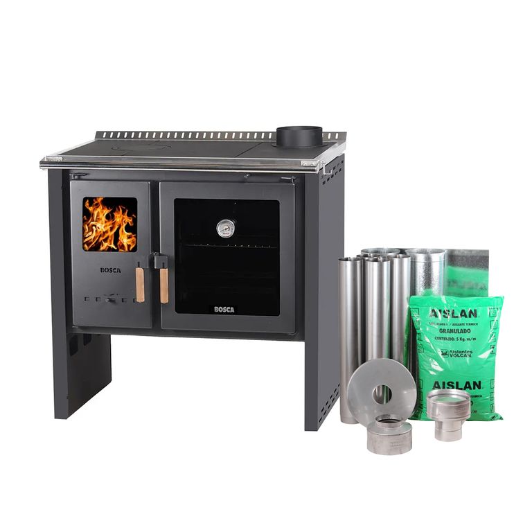Pack Cocina a Leña Hestia 90 Charcoal + Kit Base
