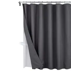 CASATUA - Cortina Baño Ducha Impermeable Con Iman y Forro - Gris