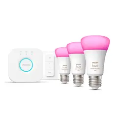 PHILIPS HUE - Kit 3 Ampolletas E27 + 1 Dimmer + Bridge