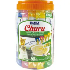 INABA - Churu Variedad Atún Pollo pack 50 tubos