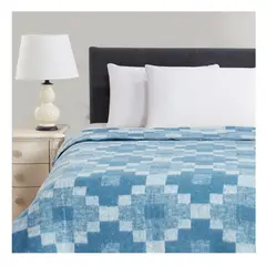 ILLUSIONS - Frazada Jacquard 1 Plaza 80% Algodón 140x210cm Celeste