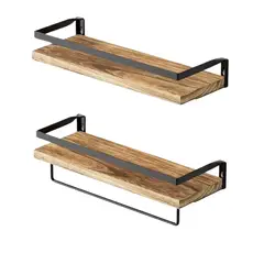 CRUSEC - Estanteria Minimalista Moderna 2 Niveles Flotante De Madera