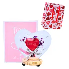 GENERICO - Corazón En Cúpula De Vidrio Con Luces Flores Pilas Bolsa Regalo