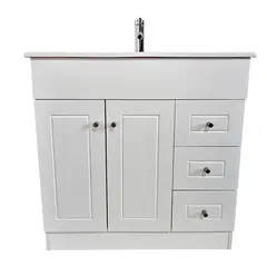 MODERN SPACE - Mueble Vanitorio 80x47 Cm Termolaminado Blanco Completo