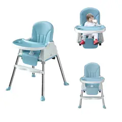 ACTUAL - Silla De Comer Para Bebés Azul Portátil Con Ruedas
