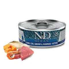 N&D - Lata Ocean Kitten Feline Tuna Cod Shrimp & Pumpkin 70 gr