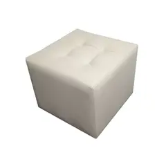 MUEBLES HVM - Puff Blanco cuero 4 botones