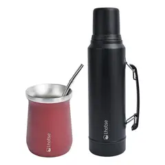 LHOTSE - Termo Liquido Classic 1,3 lts + Mate Bombilla Red