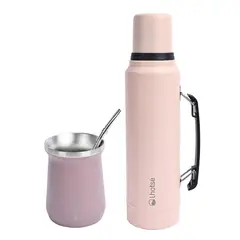 LHOTSE - Termo Liquido Classic 1,3 lts + Mate Bombilla Pink