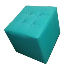 MUEBLES HVM - Puff Turquesa negro cuero 4 botones