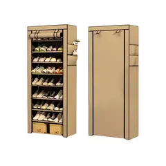 GENERICO - Zapatera Armable Aluminio Tela Plástica 8 Niveles Colores