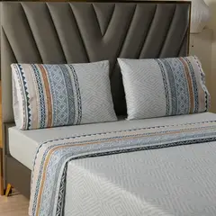CASATUA - Juego Sabanas Estampadas +Funda Almohada - Gris - Super King