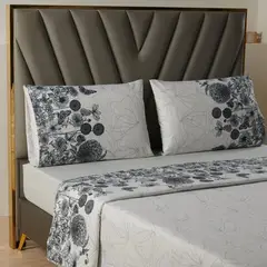 CASATUA - Juego Sabanas Estampadas +Funda Almohada - Gris - King