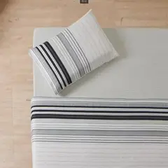 CASATUA - Juego Sabanas Estampadas +Funda Almohada - Gris - 1,5 Plazas