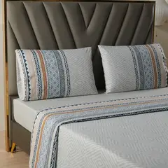 CASATUA - Juego Sabanas Estampadas +Funda Almohada - Gris - King